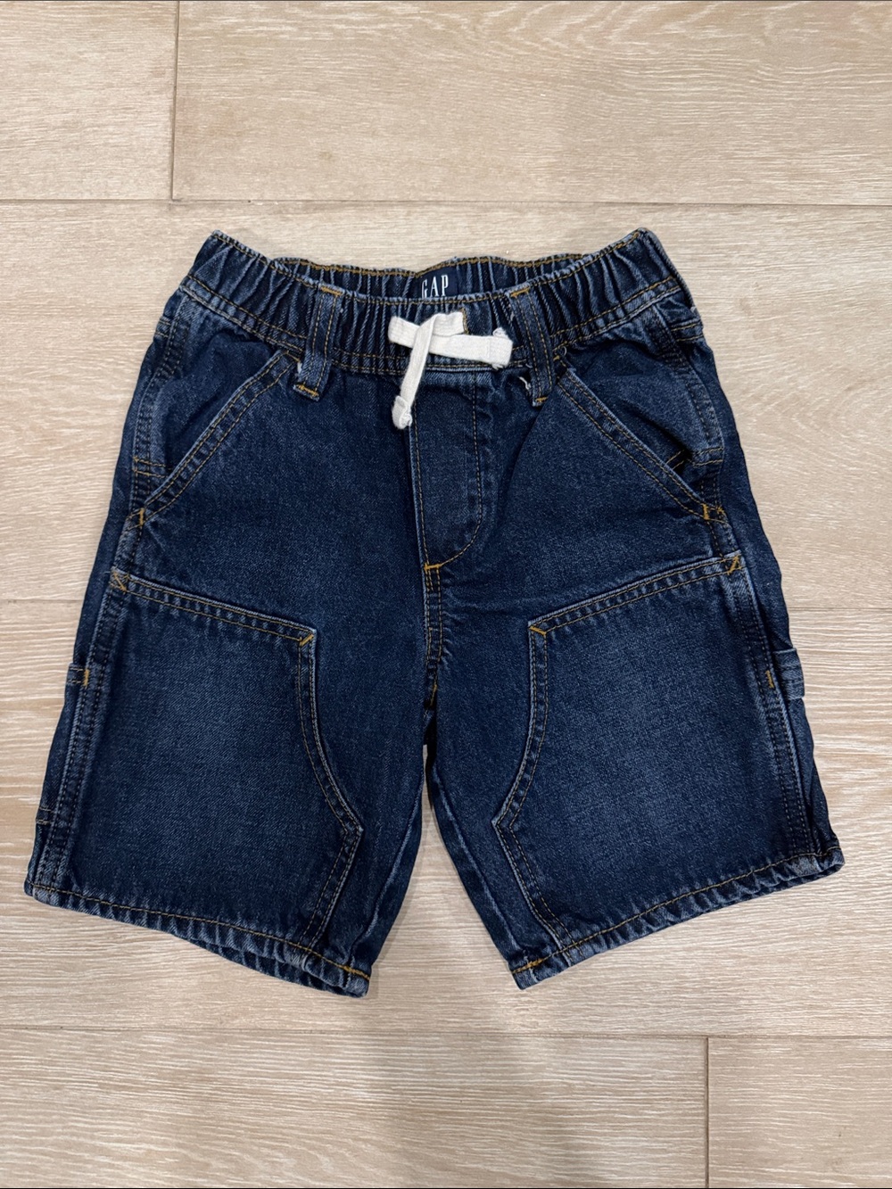 GAP Kids Dark Blue Denim Shorts with White Drawstring